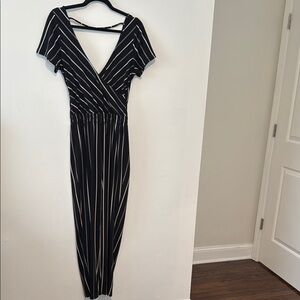 Black and White Striped Jumpsuit